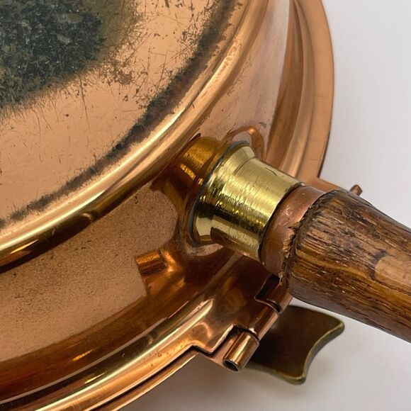 TELEFLORA Silent Butler Copper Les Bonbons Wood Handle Hinged Lid Crumb Catcher - Picture 9 of 14